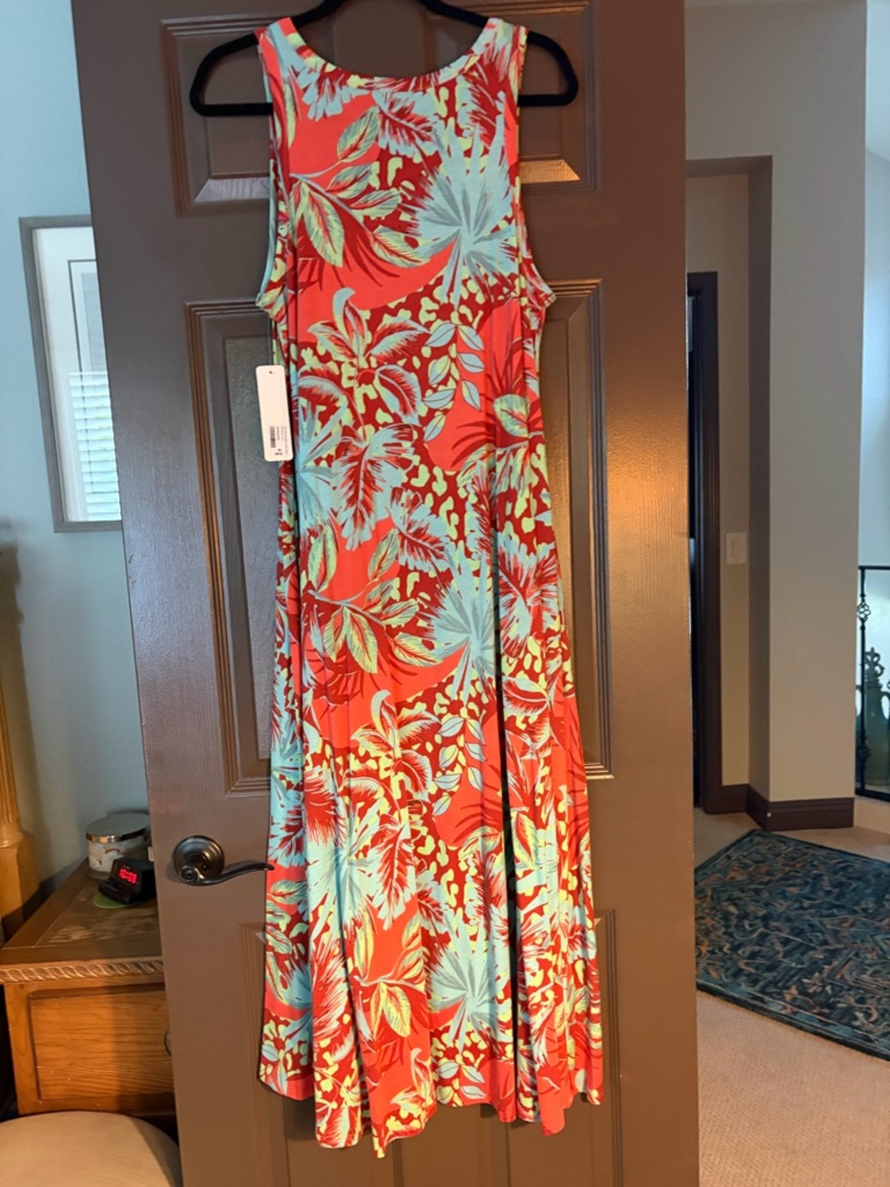 Soft Surroundings Coral and Aqua Tropical Maxi Dress - Picture 7 of 7